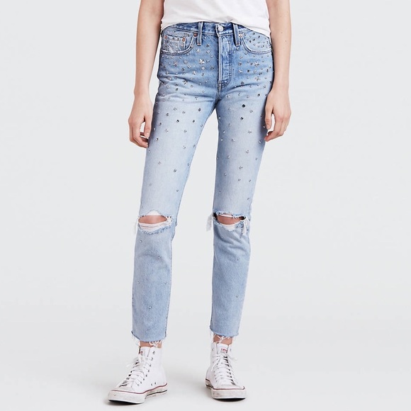 Levi's Denim - NWT Levi’s 501 Studded Skinny Jeans in Light Wash
